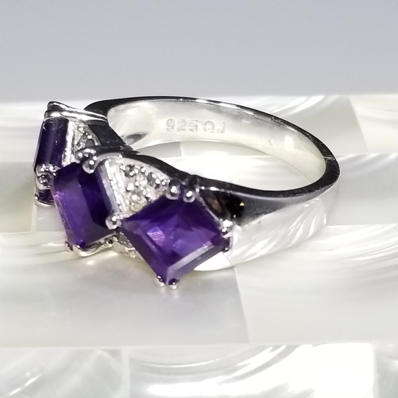 SS Amethyst & Topaz Ring  Sz7 - Picture 6 of 10
